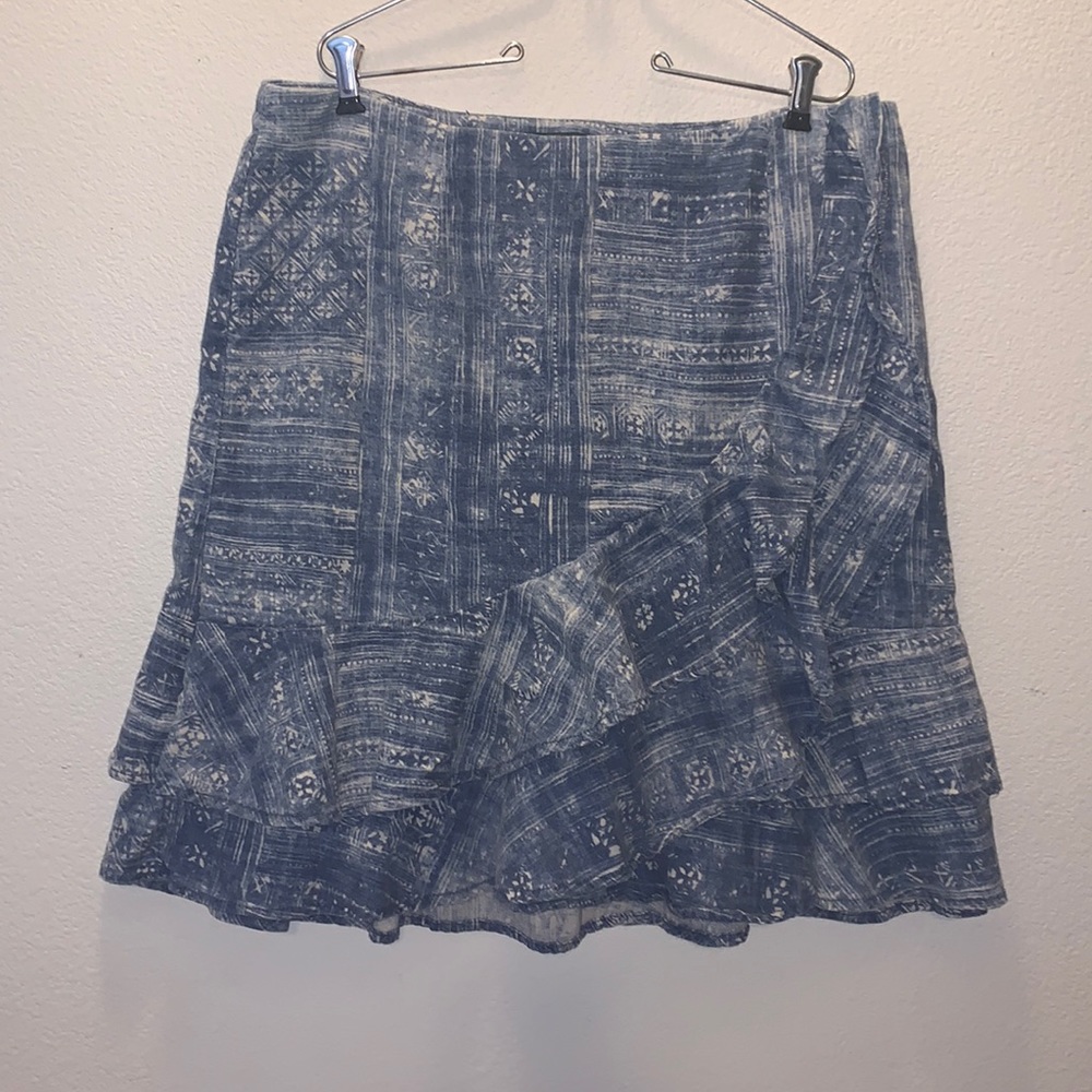 Lauren Ralph Lauren Blue Patterned Midi Skirt